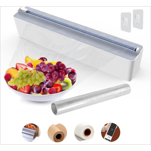 Magnetic Cling Film Dispenser - Improved Foil Cutter with Sharp