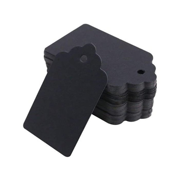 Kraft gavekoder (svarte) - 100 stk - 5x3CM Blanke koder for gaver