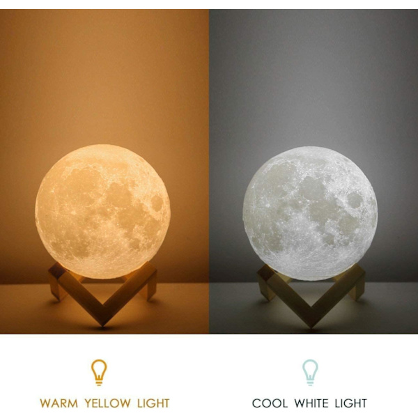 1 stk (15 cm) 3D Månelampe, LED nattlys dekorativ lampe med