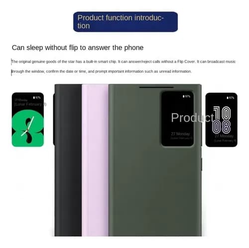 Para Samsung S23ultra Chip Telefonveske Smart Window Case
