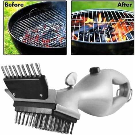 2 i 1 Grillbørste, Grillbørste med Rustfrit Stål