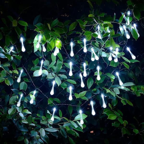 Solcelled Lys, ZVO 30 LED 6.3M Solcelled Vann-Dråpe Lys for