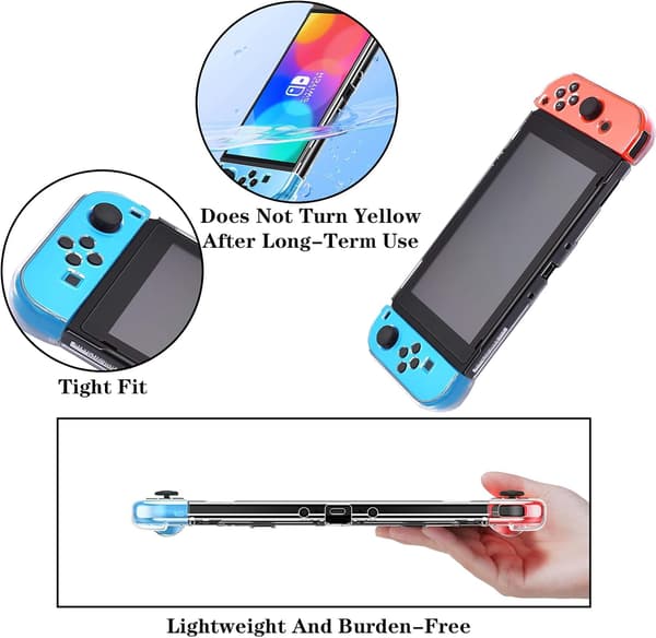 Klar beskyttelsesetui til Nintendo Switch, dockbar PC-etui kompatibel med Nintendo Switch og Joy Con-controller