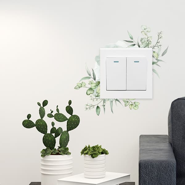 4 stycken gröna DIY-dekaler för väggbrytare i sovrummet