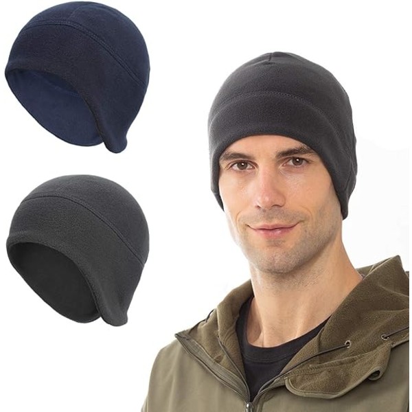 Termisk Beanie Fleece Over Ear Caps, 2 stk Vintervarm Fleece