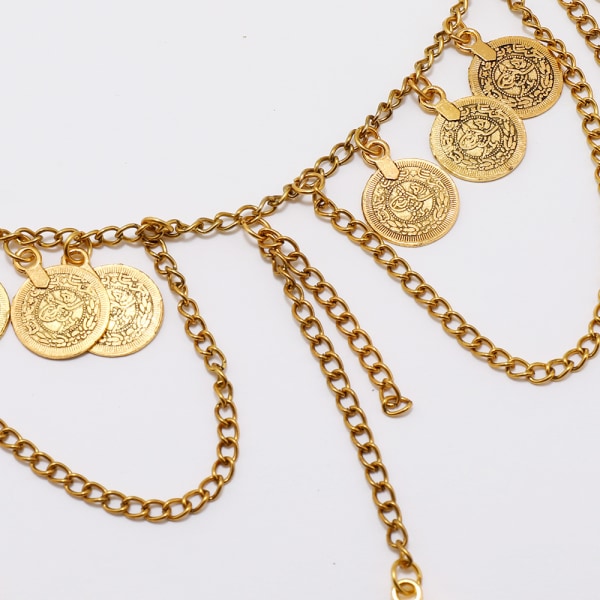 Flerlags antik mønt kropskæde, moderigtig og alsidig