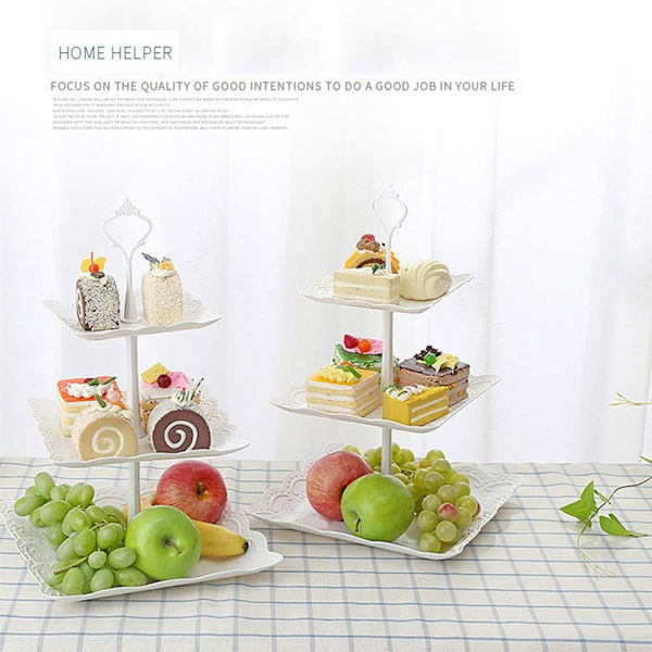 1 sæt kageholder displaystand, multi-lags kageholder, kage