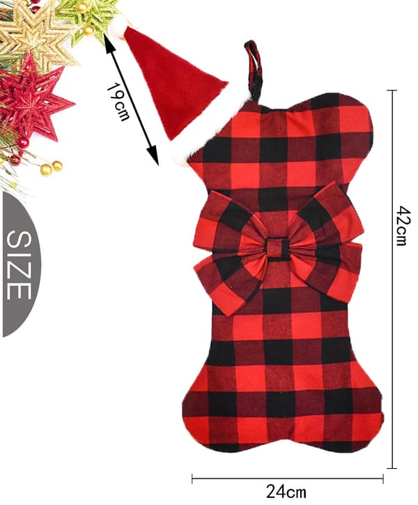 2 Pak Hundefødselsgaver Jule Strømper Plaid Stor Knogleform