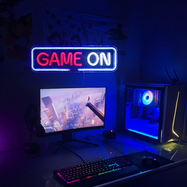 Game On Neon Skilt Til Vægskilt Game Led Neon Lys USB Akryl