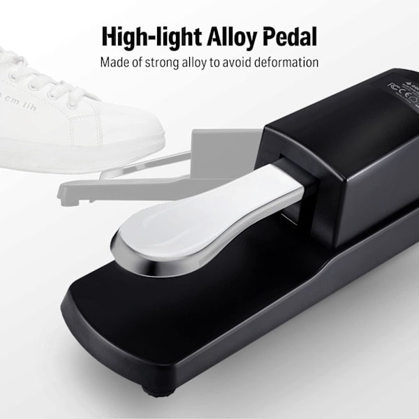 DSP-001 Sustainpedal för Keyboard, Universal Pianopedal med Polaritetsomkopplare för Digitalpiano/Pianoklaviatur/MIDI