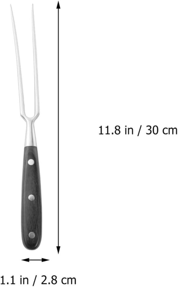 Kjøttgaffel i rustfritt stål, trehåndtak 30 cm, rustfritt stål
