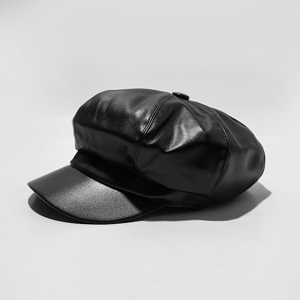 Barnhatt i läder, åttkantig, höst, brittisk trend, koreansk