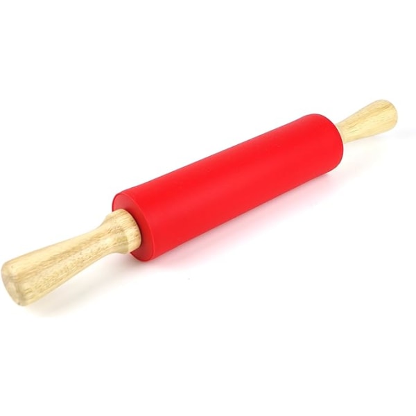 Rolling Pin Non-Stick Silicone Surface Wooden Handle