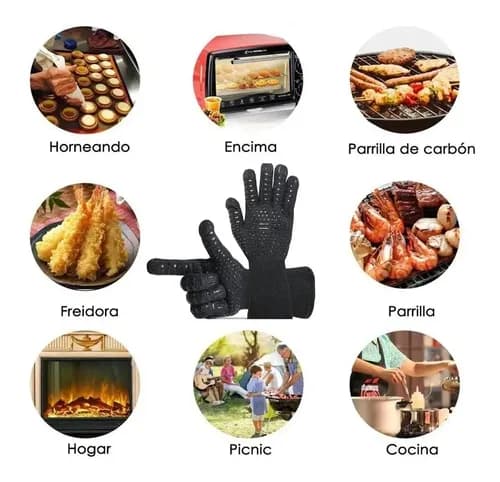 Ildfaste handsker til ovn, grill eller stegeplade, sort