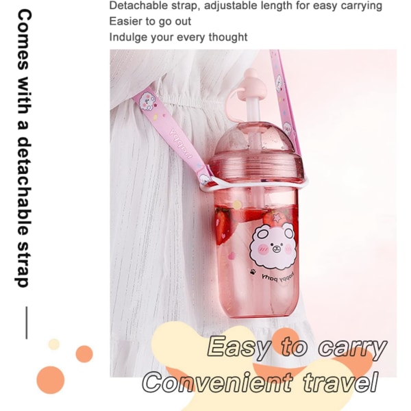 Boba Tea Kanne, 560ML Gjenbrukbar Drikkkopp med Lopp og Sugerør