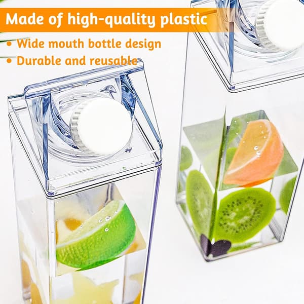 2 stycken transparenta mjölkförpackningsflaskor, 500 ml återanvändbar plast
