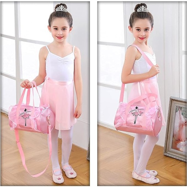 Pige Ballerina Pink Taske (Lang Gaze), Messenger Skulder Taske