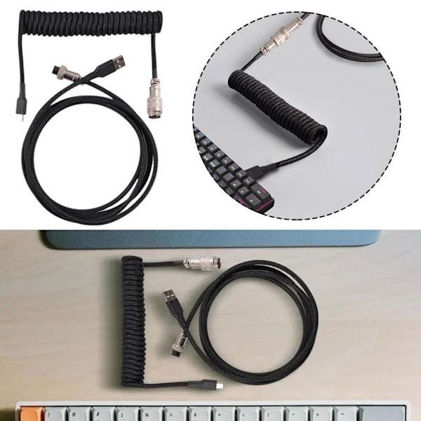 Kierretty USB-C-kaapeli pelikäyttöön tarkoitetuille näppäimistöille