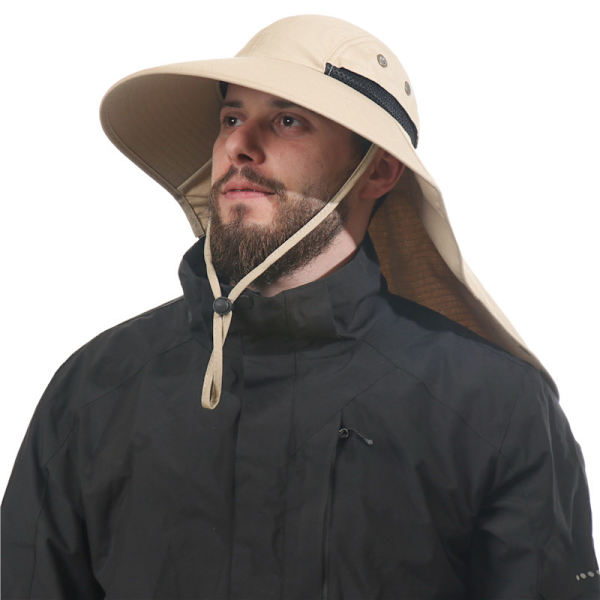 En khaki andningsbar solvisir solhatt, anti-UV fiskare keps