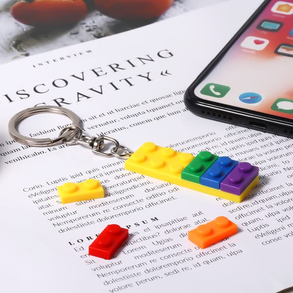 2 kpl sateenkaari tiili avaimenperää, väri ylpeys avaimenperä patchwork lohko