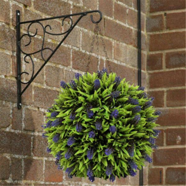 Hjemmelavet lilla lavendel hængende topiary kugle blomst plante dekoration kurv pot håndlavet 38cm