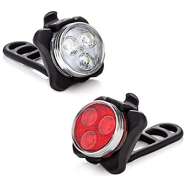 LED-polkupyörän valo, ladattava polkupyörän valo edessä ja takana 4 kirkkaustilaa USB-valaistus iskunkestävä vedenpitävä, MTB-maastopyöräilyyn pyöräilijälle lastenvaunut