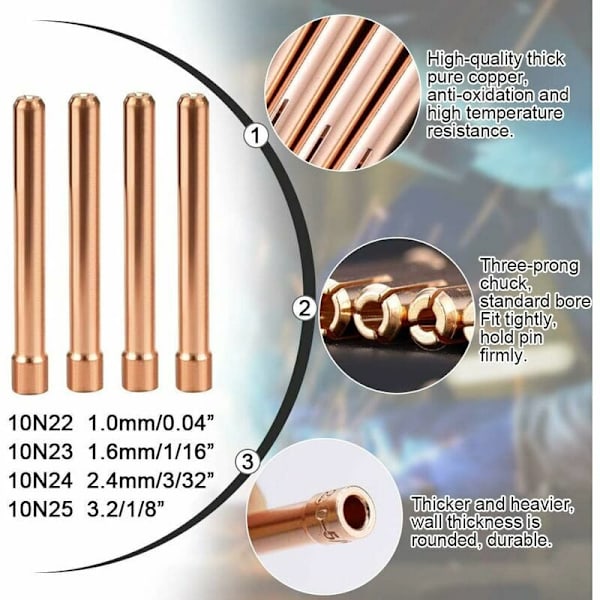 16 stk TIG Collet Kit Keramisk Dysehette TIG Sveisebrenner Gasslinse TIG Collet Body TIG Bakre Hetter Sveisetilbehør for WP - 17/18 / 26 TIG Sveisebrenner，T-Audace