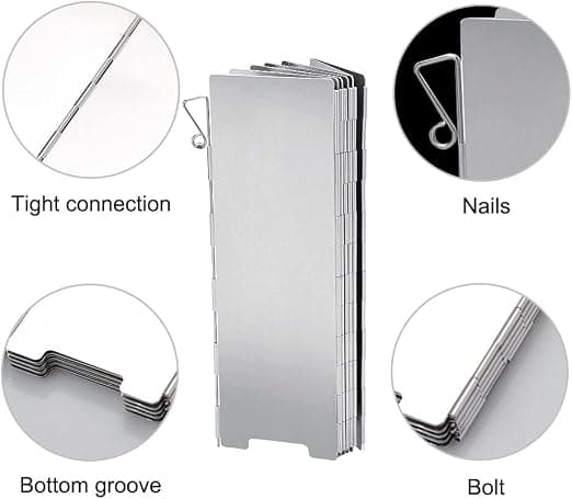 10-delt sammenleggbar aluminiums vindskjerm, campingkomfyr