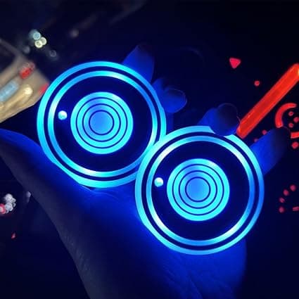2-pak Blå LED Bil Koppbærer, Bil LED Koppbærer, USB