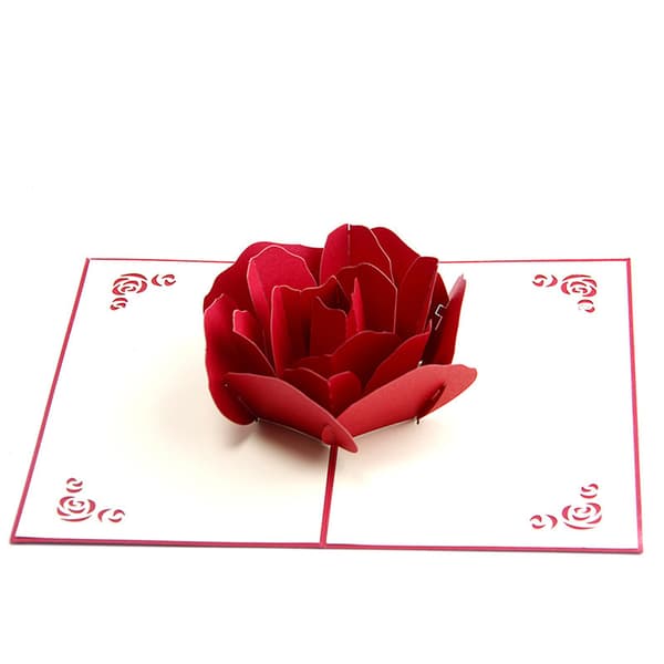 3D pop-up gratulasjonskort for bursdag, ønsker til kone, rosa rose