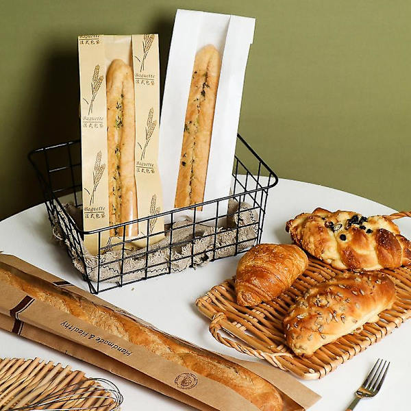 100 stk. gennemsigtige vindueskraftpapirposer til brød, der holder brødet frisk
