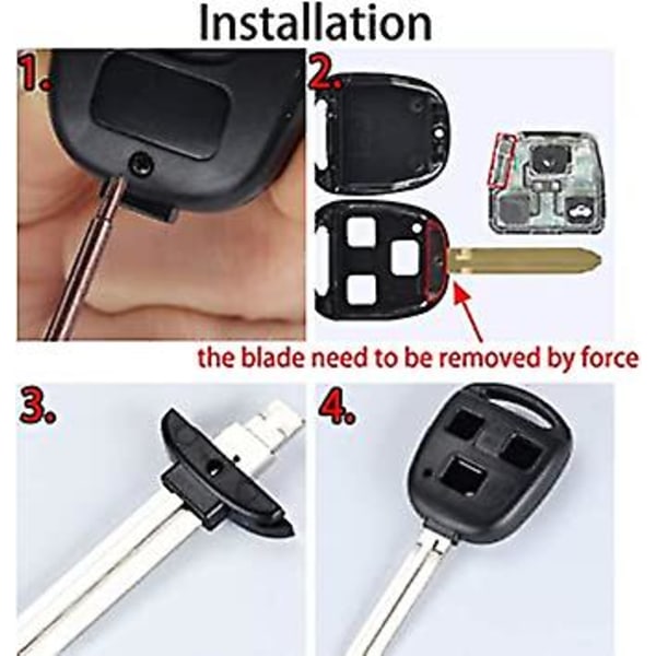 Fjernkontrolldeksel for bilnøkkel med 2 knapper, gummiputebrytere for RAV4 Prado Corolla Land Cruiser Previa Echo Tarago Alphard Fob-deksel, reparasjonssett for bilnøkkel