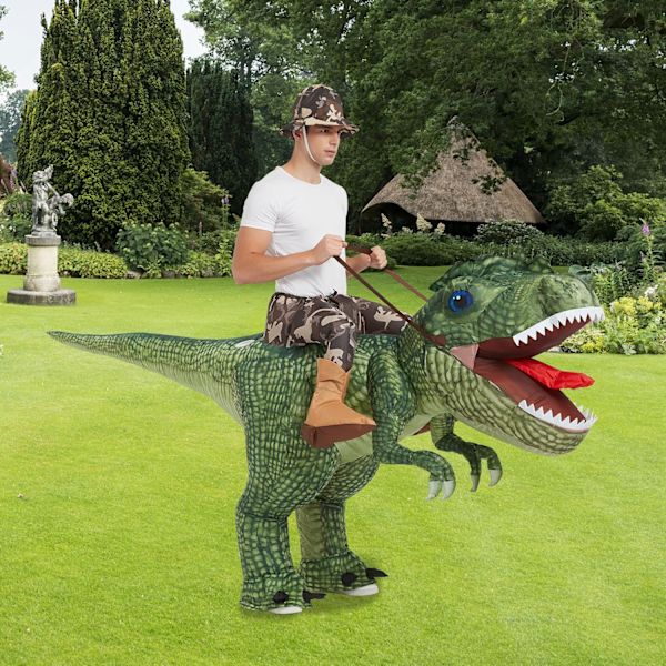 Oppblåsbar Kostyme Dinosaur Riding T Rex Air Blow up Morsom Fest