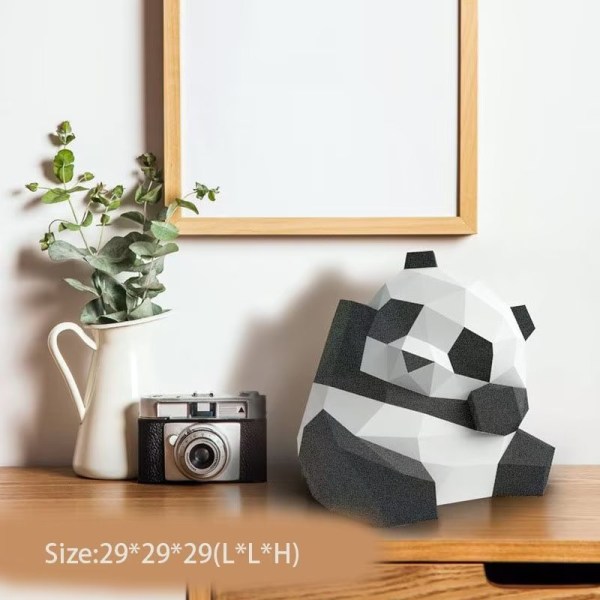 1 stk. Siddende Panda 3D Papir Skulptur Håndlavet DIY Dyr