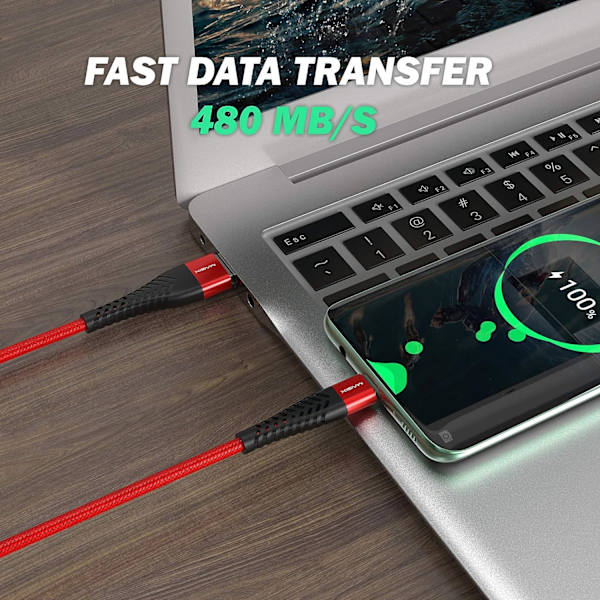 USB-C Laddningskabel 3A, Snabbladdning QC 3.0, Hög Hållbarhet