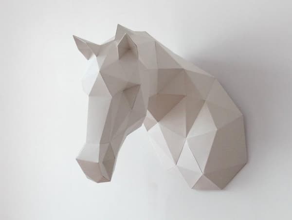 1 stk Hestehode Papirmodell 3D Forhåndskuttet Papir