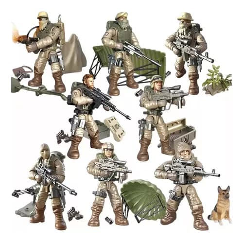 Leddede Soldat Actionfigurer 1:36, 8 Styk