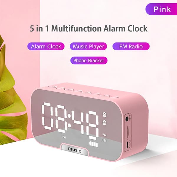 Digitalt Speiloverflate Vekkerklokke (Rosa)