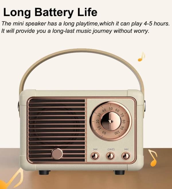 Retro Bluetooth Högtalare Trådlös Mini Högtalare, (Beige)