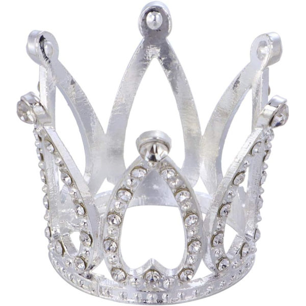 2 Mini Krone Kaketopper Sølv Diamant Prinsesse Bryllup Bursdag