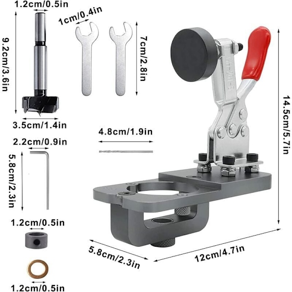 Hengsel Jig 35mm, Dørskap Hengsel Jig, Skjult Hengsel Jig, Puncher, Drill Guide Locator for DIY Tømmerarbeid-Devenirriche