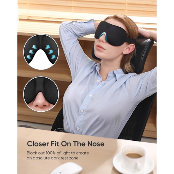 Sömnglasögon för Sidosovare 3-pack, 100% Mörkläggning 3D Ögonmask för Sömn, Natthuvudbonad för Män Kvinnor
