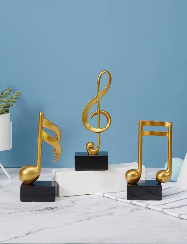 3 stk Musikknote Statue Dekorasjon Skulptur Harpiks Figur Kunst