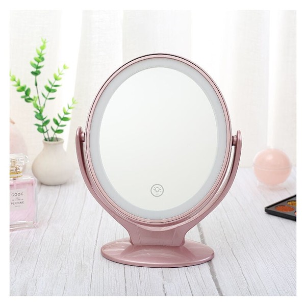 Double-Sided Magnifying Mirror Makeup Mirror with LED Lights, 360