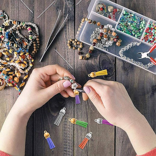 200 Mini-Pomponger i Läder för DIY-Nyckelringar