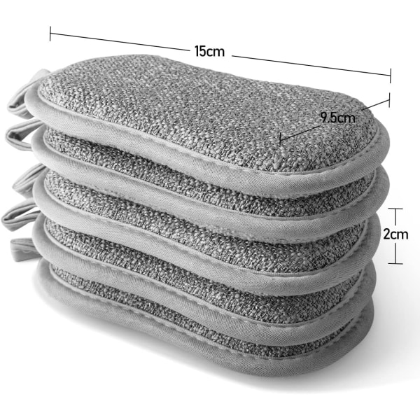 6 stk grå dobbeltsidige oppvask svamp blokk kjøkken fett