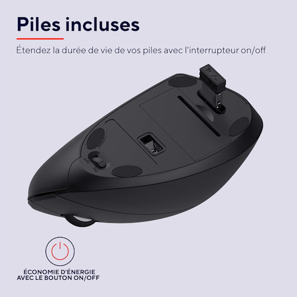 Trådlös mus, ergonomisk vertikal mus, 800-1600 DPI, 6