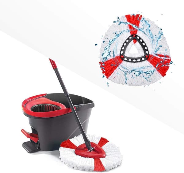 Pakke med 4 mopphoder, mopputskiftning, 2 i 1 mikrofibermopp for