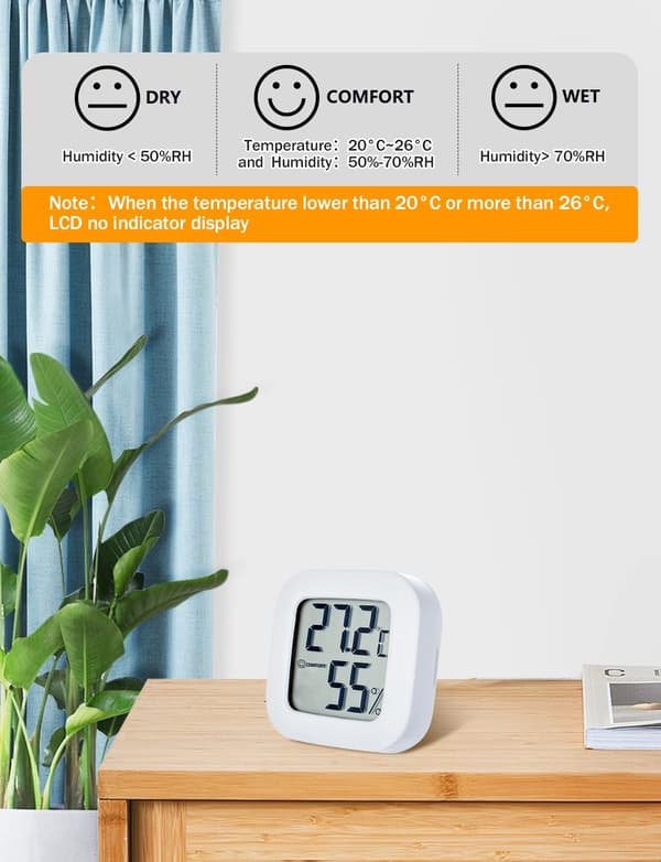 Mini LCD Indendørs Termometer Hygrometer, Digital Temperatur