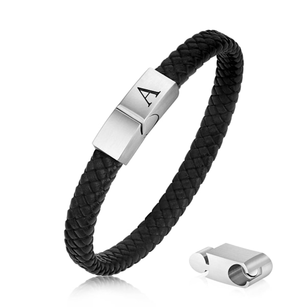 Läderarmband för män julklappar - Premiumläder | Justerbart magnetlås | Meningsfullt initialarmband för män,A